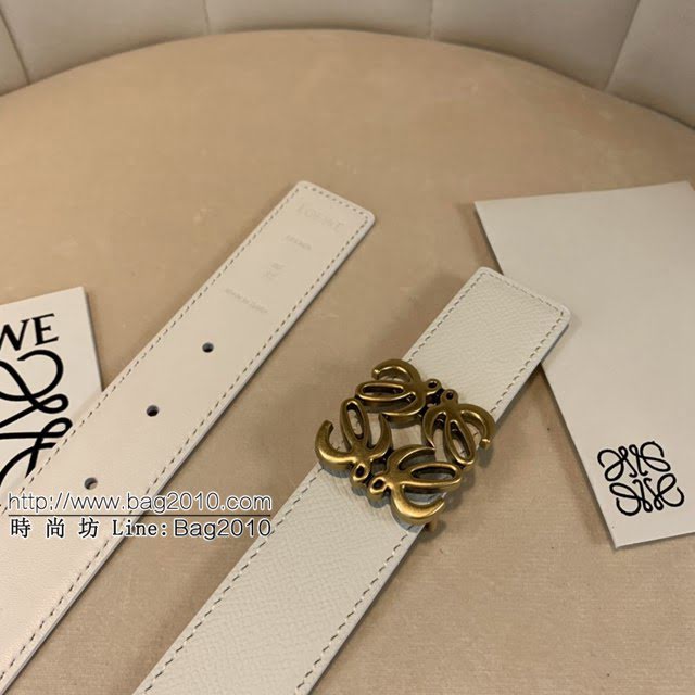 LOEWE女士皮帶 羅意威經典銅扣手掌紋雙面牛皮腰帶  jjp1800